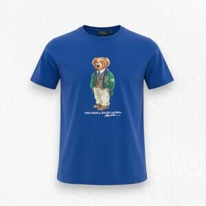 Polo Ralph Lauren Polo Bear T Shirt Blue Classic Fit Preppy Bear Top Size Large